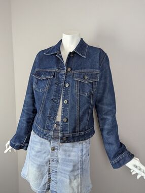 Vintage GAP Denim Jacket Fitted Dark Wash Cropped Jean Jacket Women’s Small